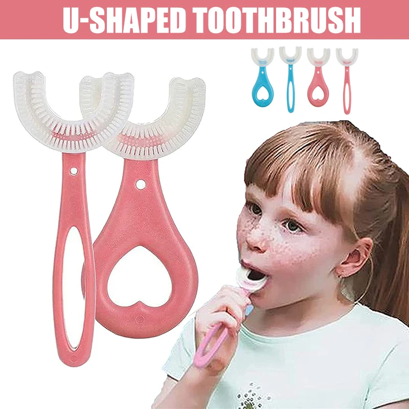 

Детская зубная щетка U-образной формы с мягкой силиконовой головкой, ручная чистка зубов, уход за полостью рта, Чистка для мальчиков и девоче...