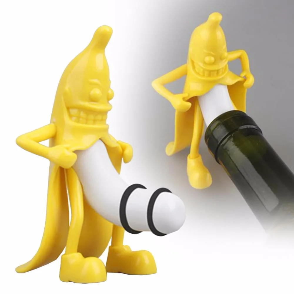 1pcs Creative Novelty Bar Tools Wine Cork Bottle Plug Funny Banana Guy Wine Bottle Stopper Interesting Gifts Wine Bottle Stopper