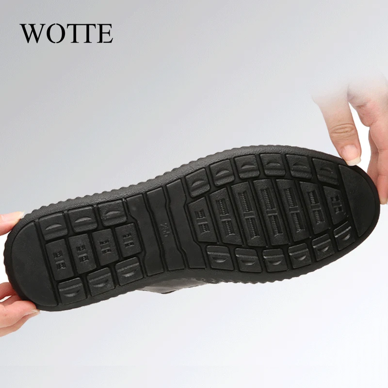 

WOTTE PU Leather Men Casual Shoes Slip On Male Loafers Driving Moccasins Homme Fashion Dress Wedding Footwear Breathable buty