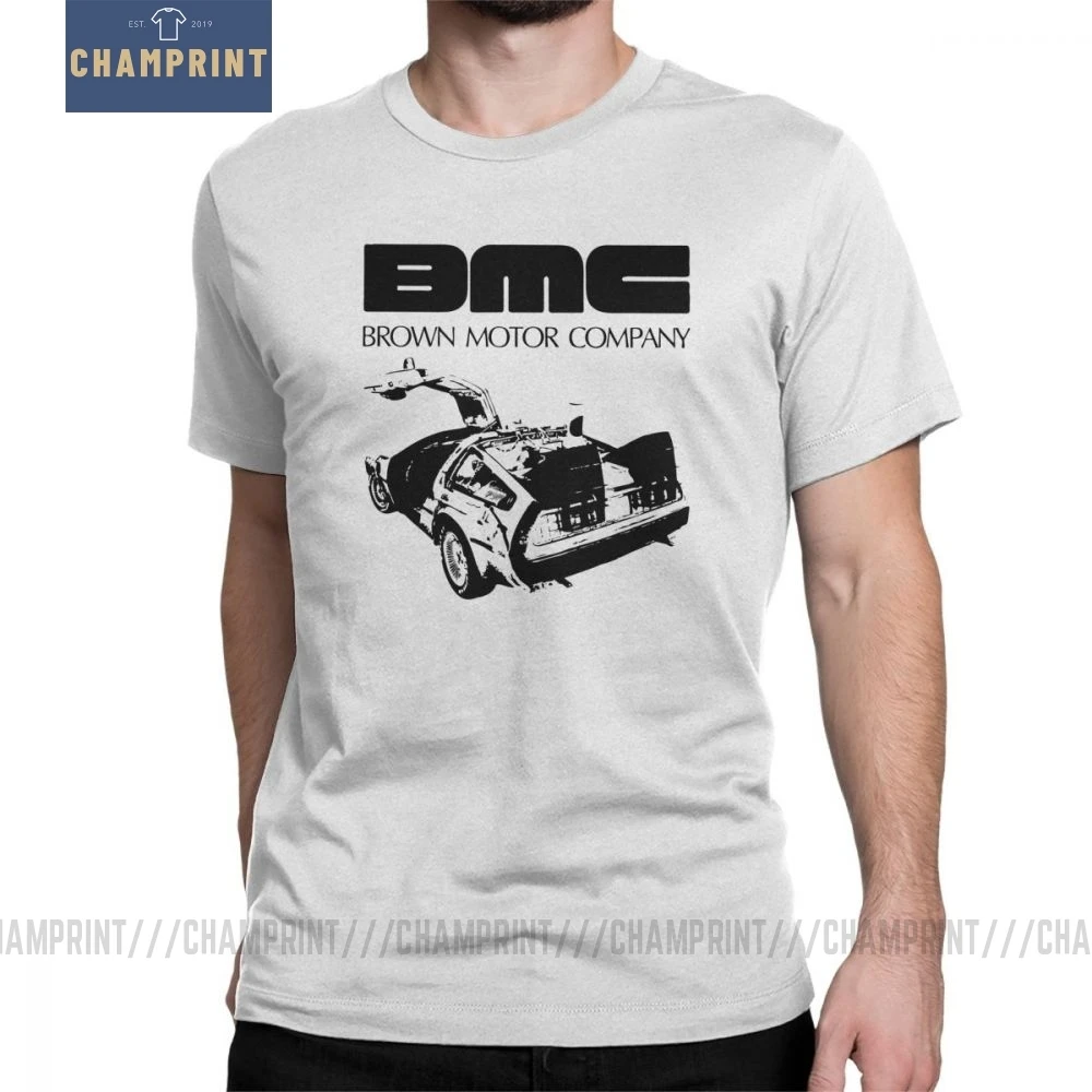 Назад в будущее футболка Time Machine мужская коричневая с мотором Винтажная вырезом