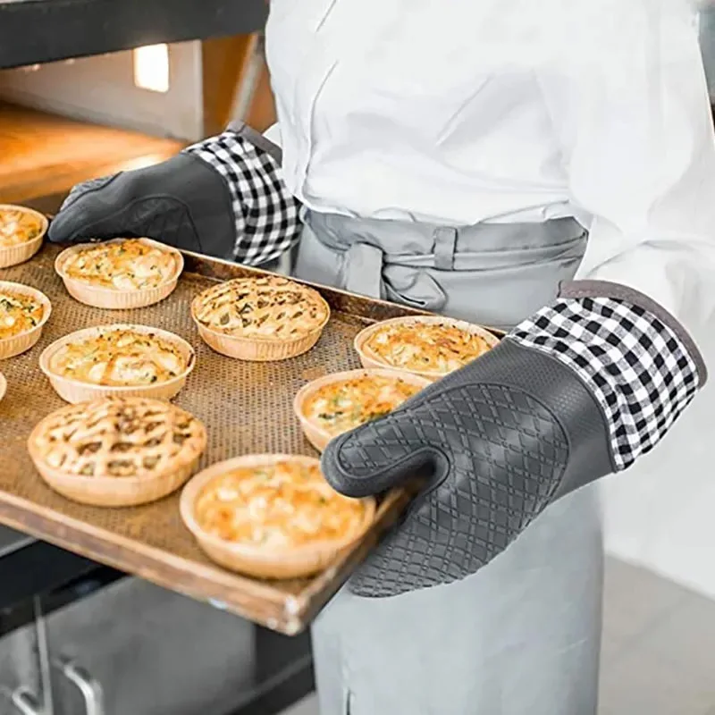 

Microwave BBQ Glove Potholder Mitten Heat Resistant Non-slip Oven Baking Gloves Mitts Mat Mitten Kitchen Potholders Accessories