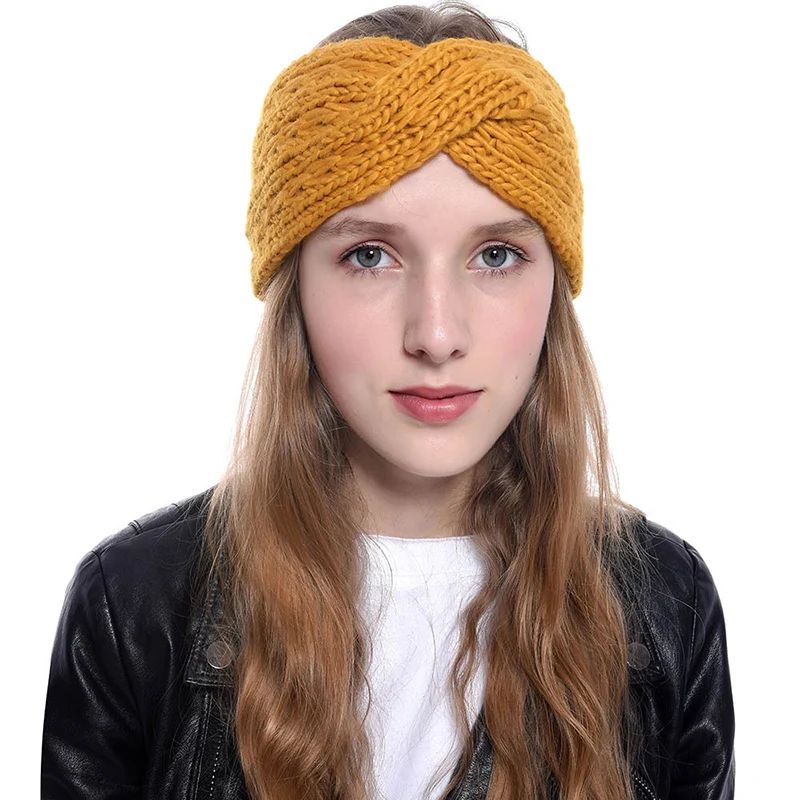 2020 зимние теплые уха вязаная повязка на голову тюрбан женские сапожки Женские