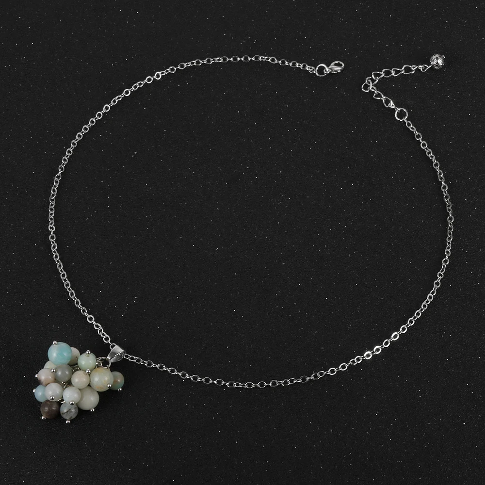 Женский кулон из натурального камня флюорит аметист виноград кулоны ожерелье