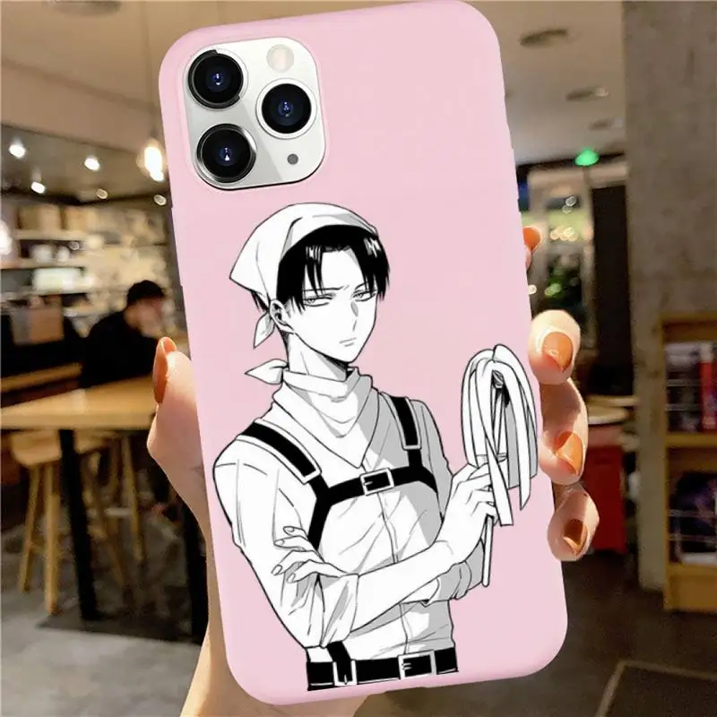 

Attack On Titan Phone Case Pink Candy Color for iPhone 6 7 8 11 12 s mini pro X XS XR MAX Plus