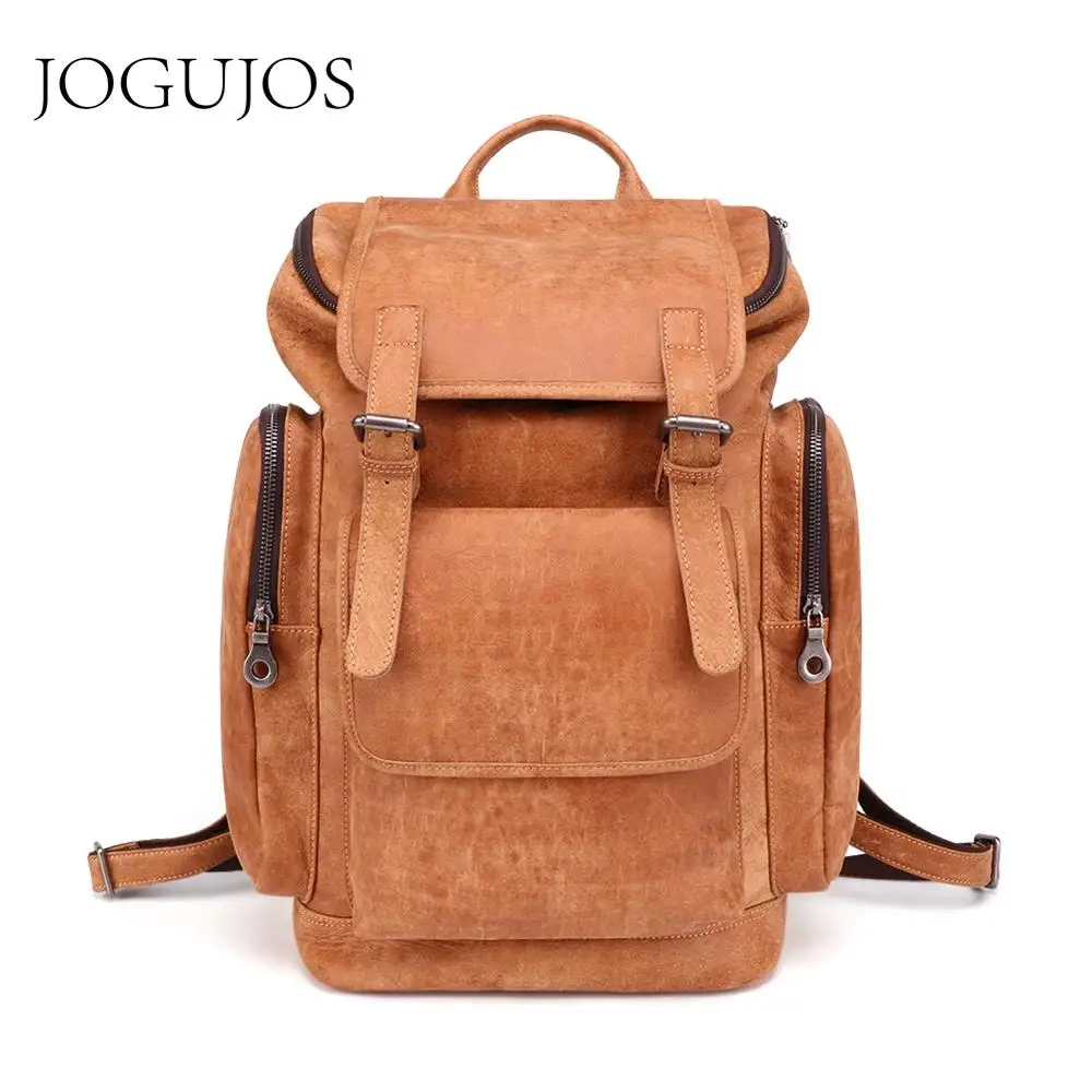 JOGUJOS повседневный рюкзак из натуральной кожи новый мужской воловьей 15 6 дюйма для