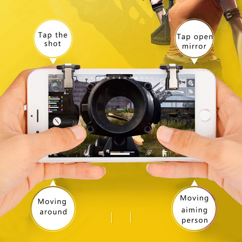 Mobile Phone Game Joystick Trigger Controller 2Pcs For iPhone Android L1 R1 Shoot Fire Button PUBG Aim Key Smartphone | Электроника