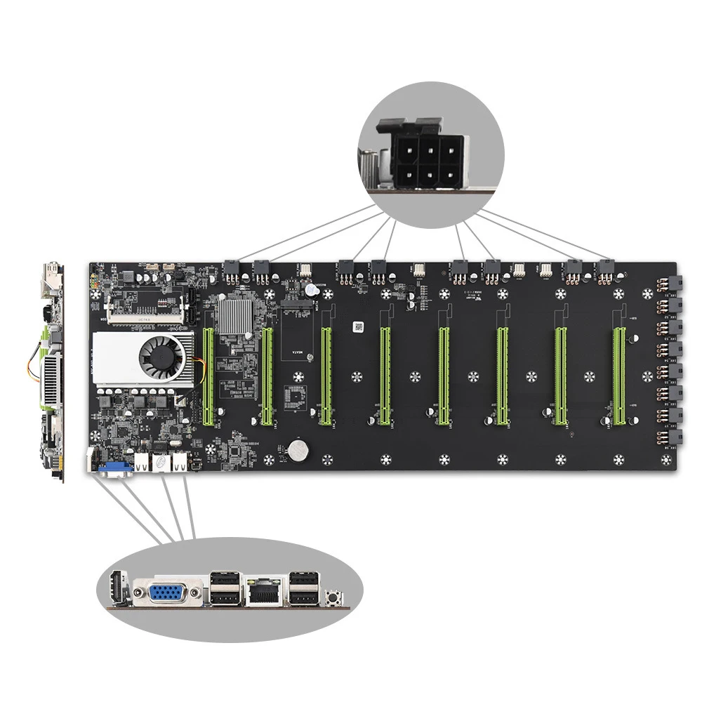 Preise Bergbau Motherboard Für BTC-D37 HM63 DDR3 8 PCIe Perfekte Test, Gute Qualität