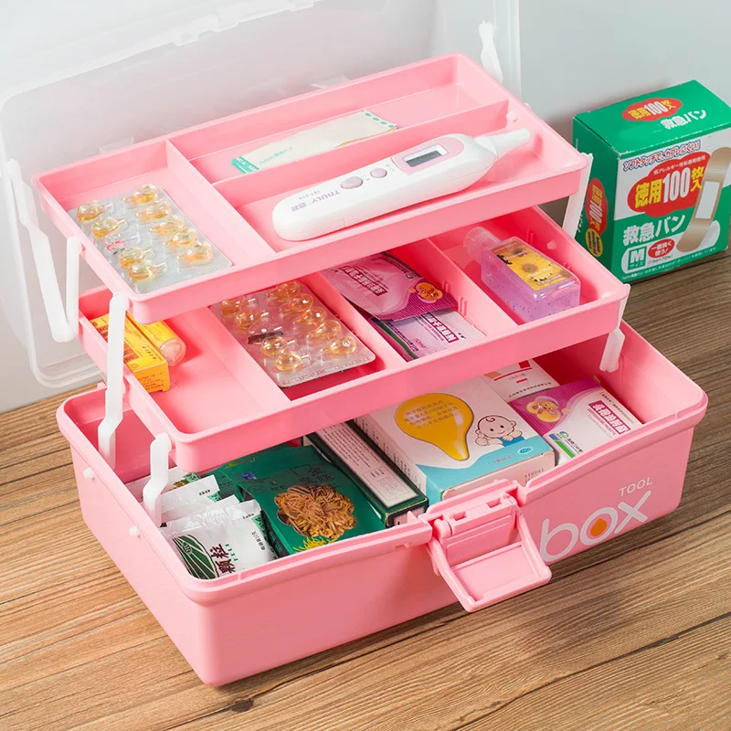 

3 Layer Frist Aid Kit with Handle Multifunctional Storage Organizer 33.5*20*16cm Emergency Kit Medicine Storage Cabinet for Home