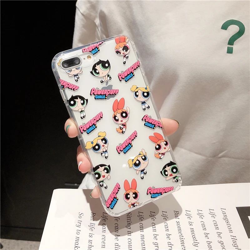 INS Cute US Powerpuff для девочек, полицейский чехол для iPhone 11 Pro X XS Max Xr 8 7 6 6s Plus, прозрачный мягкий чехол из ТПУ с рисунком