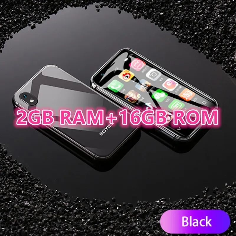 Модный SOYES XS супер мини телефон Смартфон Android 6,0 3 ''Dual Sim четырехъядерный стеклянный корпус маленький 4G LTE мини мобильный телефон - Цвет: Black 2GB RAM