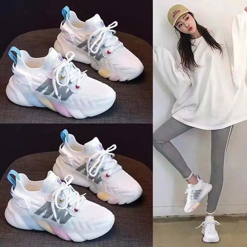 

2021 Spring Summer Women's Sneakers Breathable Lightweight Running Sports Shoes Soft Soles Casual Mesh Shoes