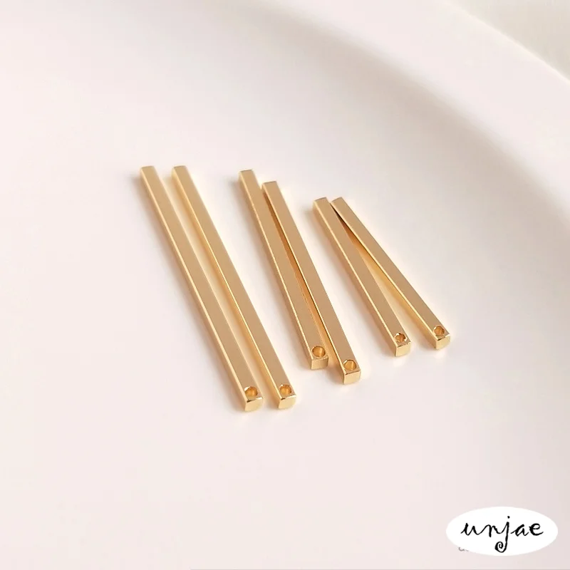 

Custom 14K protection gold stick copper plated gold square long tube hanging rod handmade necklace earrings and DIY materials
