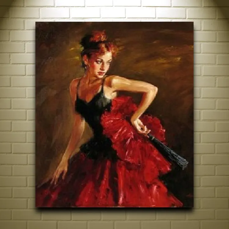 Бесплатная доставка красивая картина маслом 100% ручная роспись испанские танцоры