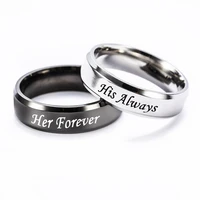 new jewelry her forever his always ring stainless steel couple hand decorated titanium steel ring