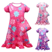 encanto cosplay costume toddler girl floral pleated princess dress short sleeve dresses little children clothing spring summer
