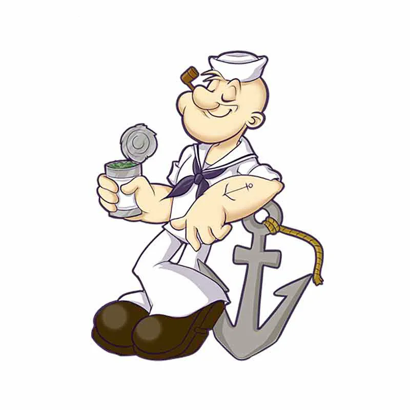 

13cm x 10cm for Popeye The Sailor Sticker Graphic Motorcycle Personality Decal JDM Vinyl Cartoon Car Stickers