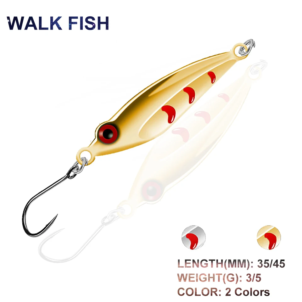 

WALK FISH 3 г/5g, рыболовная приманка, металлическая ложка, блестки, Тонущая приманка, искусственная креветка, кренкбейт Luya, снасти для ловли окуня