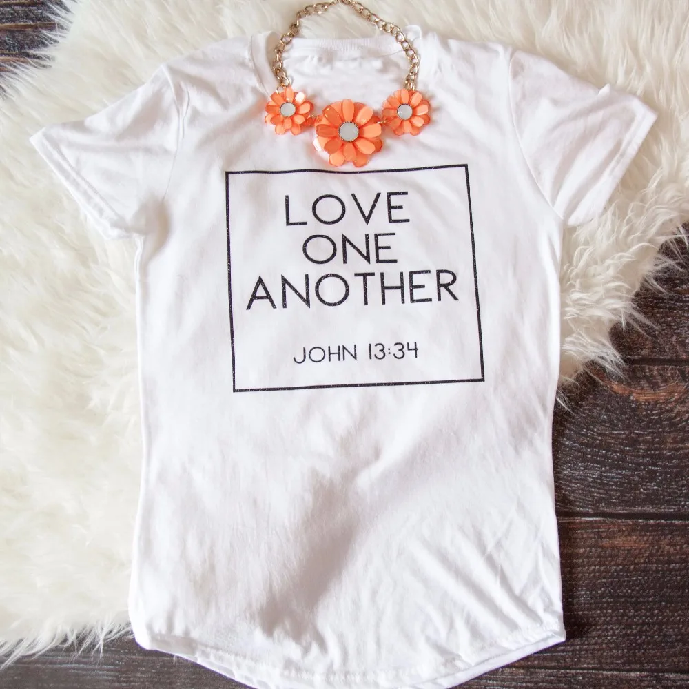 

Love One Another Letter Print Top Tee Christian Summer TShirt Fashion Shirt Cute Funny Tees Grunge Tumbl Goth Shirt