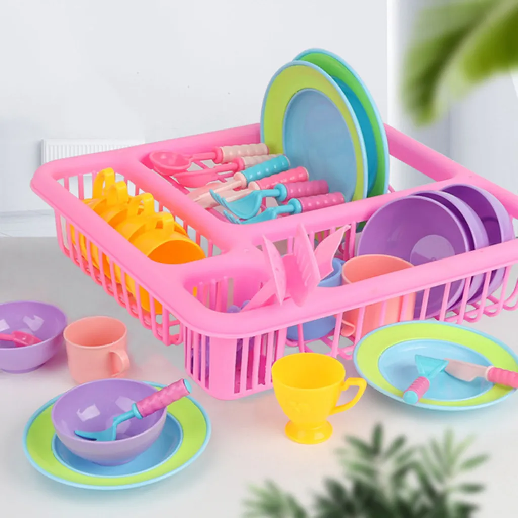 Детская ролевая игра посуда Кухня Пособия по кулинарии Playset мыть и сушить посуды