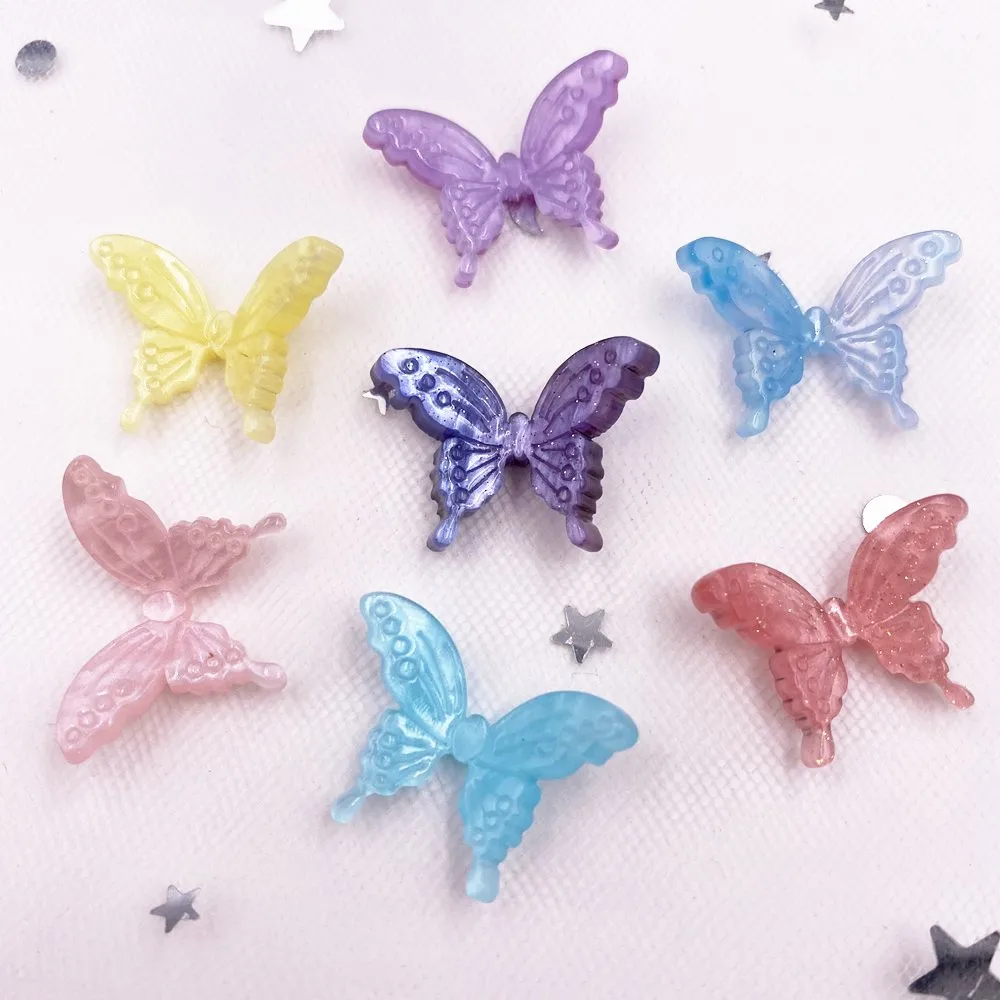 

New 7Pcs Resin Glitter Colorful Wheel Butterfly Gem Flatback Rhinestone Clothing Accessorie Applique DIY Scrapbook Craft OH21
