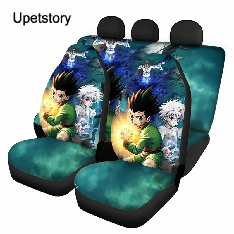 

4 Pcs Anime Car Seat Covers Hunter X Hunter Killua Zoldyck Print Front Back Seat Cover for Men Seats Protector Covers Universal
