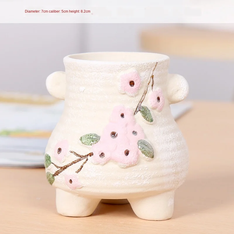 

New Hand-painted Ceramic Succulent Flower Pots Large Stoneware Pots Simple Home Gardening Ceramic Crafts Combination