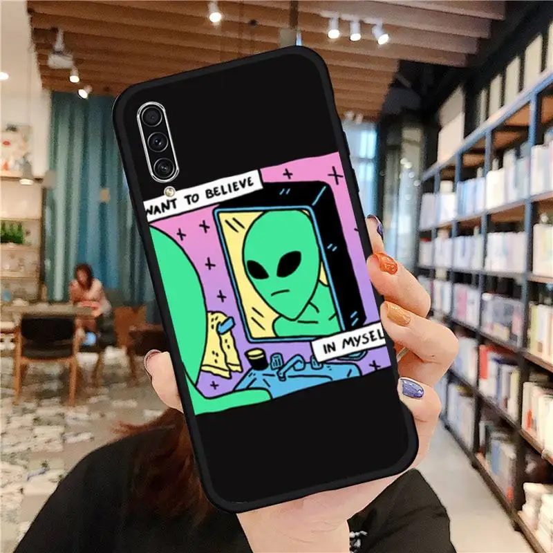 

Aesthetics Cute Cartoon alien space Phone Case For Samsung A20 A30 30s A40 A7 2018 J2 J7 prime J4 Plus S5 Note 9 10 Plus