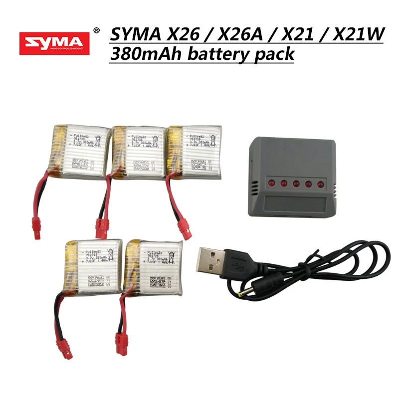 380 мАч батарея и зарядное устройство для SYMA X21 X21W x26 Запчасти Дронов с