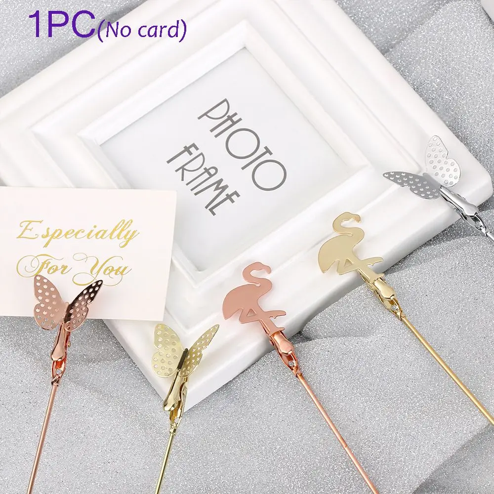 

1PC Fashion Wedding Supplies Flamingo Pattern Desktop Decoration Butterfly Shape Clamps Stand Photos Clips Place Card