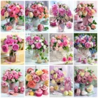 Huacan полноформатная алмазная живопись, Новое поступление, роза, ваза, 5D алмазная вышивка, мозаика, вышивка крестиком, цветок, домашний декор, искусство