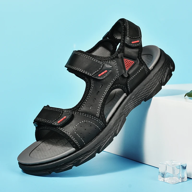 

Fashion Summer sandals men Casual Men Outdoor Sandals Breathable Flats Beach Water Shoes Genuine Leather Casual Sandals men