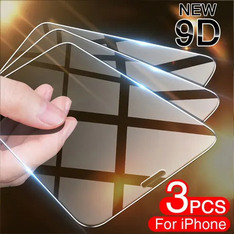Защитное стекло с полным покрытием для iPhone 14 Pro Max 13 12 11 X, закаленное стекло для iPhone 7, 8, 6, 6s Plus, Защитное стекло для экрана, 3 шт.