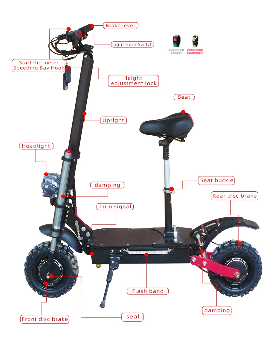 

JS Electric Scooter Big Wheel 60V3200W Powerful Foldable Electric Bike Dual Motors 11inch Off-Road Vacuum Tire Max Speed 80KM/H