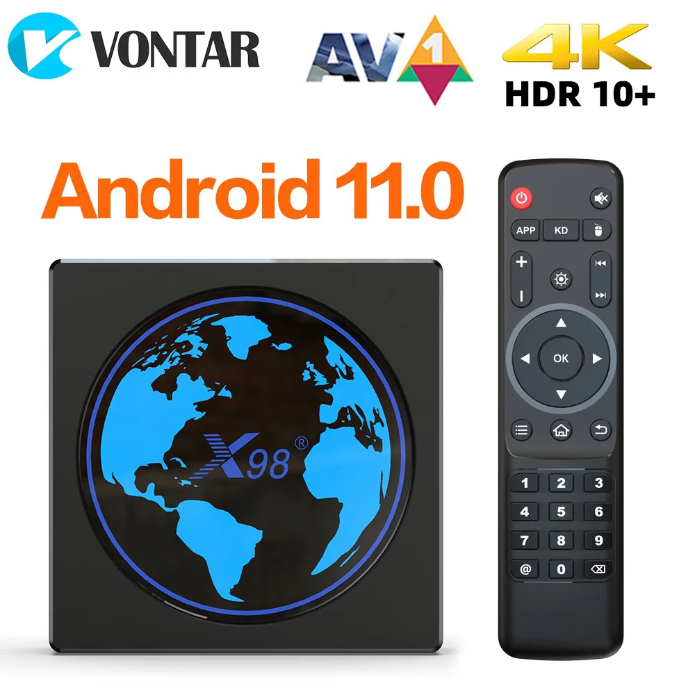 Caixa de tv Vontar Amlogic Android 11 4g 64gb X98 Mini Suporte Av1 Wifi bt Youtube Media Player 4gb32gb Conjunto Caixa Superior X98mini S905w2