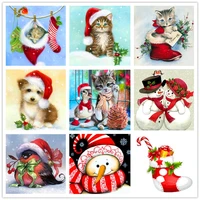 diamond painting cats christmas card gift 5d diy full square round stone diamond painting 3d embroidered cross stitch sticker