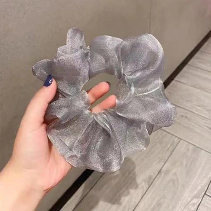 Fashion Oversized Hair Scrunchies Elastic Ties Girls Headwear Ponytail Holder Hairband Organza Accessories | Аксессуары для одежды