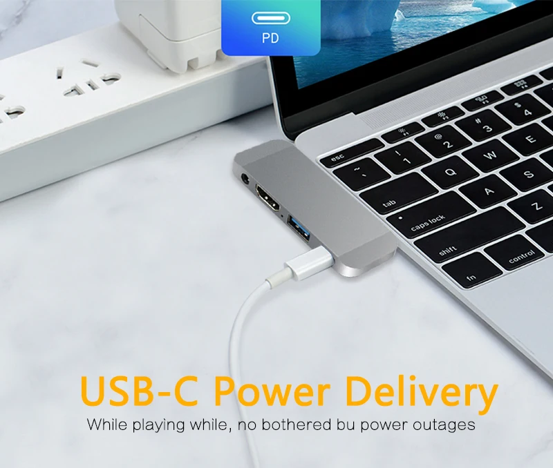 USB C HUB 5 in 1 Type Dock Station USB-C to 4K HDMI USB3.0 3.5mm Jack Audio DP Power Charge for MacBook Pro Samsung Huawei |