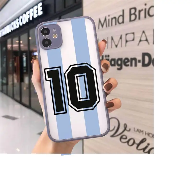 

caetoon Maradona Phone Cases Matte transparent For Gray iPhone 12 Mini 11 Pro XR XS Max 7 8 Plus X Back Cover