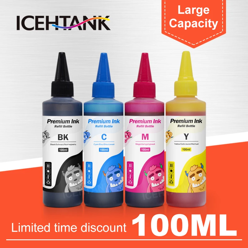 

ICEHTANK 100ml Dye Ink Refill Kit For Canon PGI 425 CLI 426 PGI-425 CLI-426 PIXMA IP4840 IP4940 IX6540 MG 5140 5240 5340 Printer