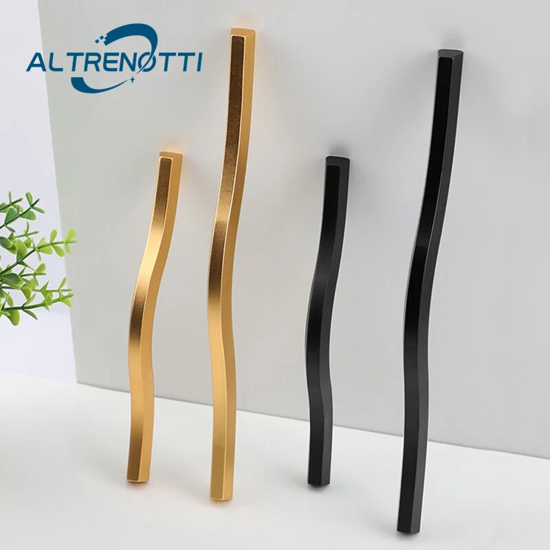 

Cabinet Furniture Handle Black Gold Aluminum Long Size Simple Modern Wardrobe Drawer Door Pull Kitchen Cupboard Knob Hardware