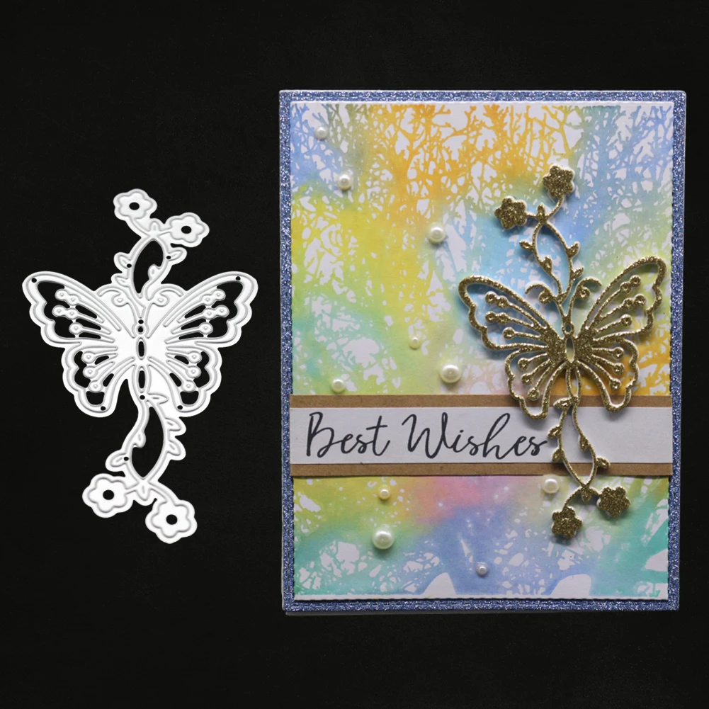 Ажурный цветок рамка с бабочкой резка металла штампы Трафарет DIY Бумага карточка