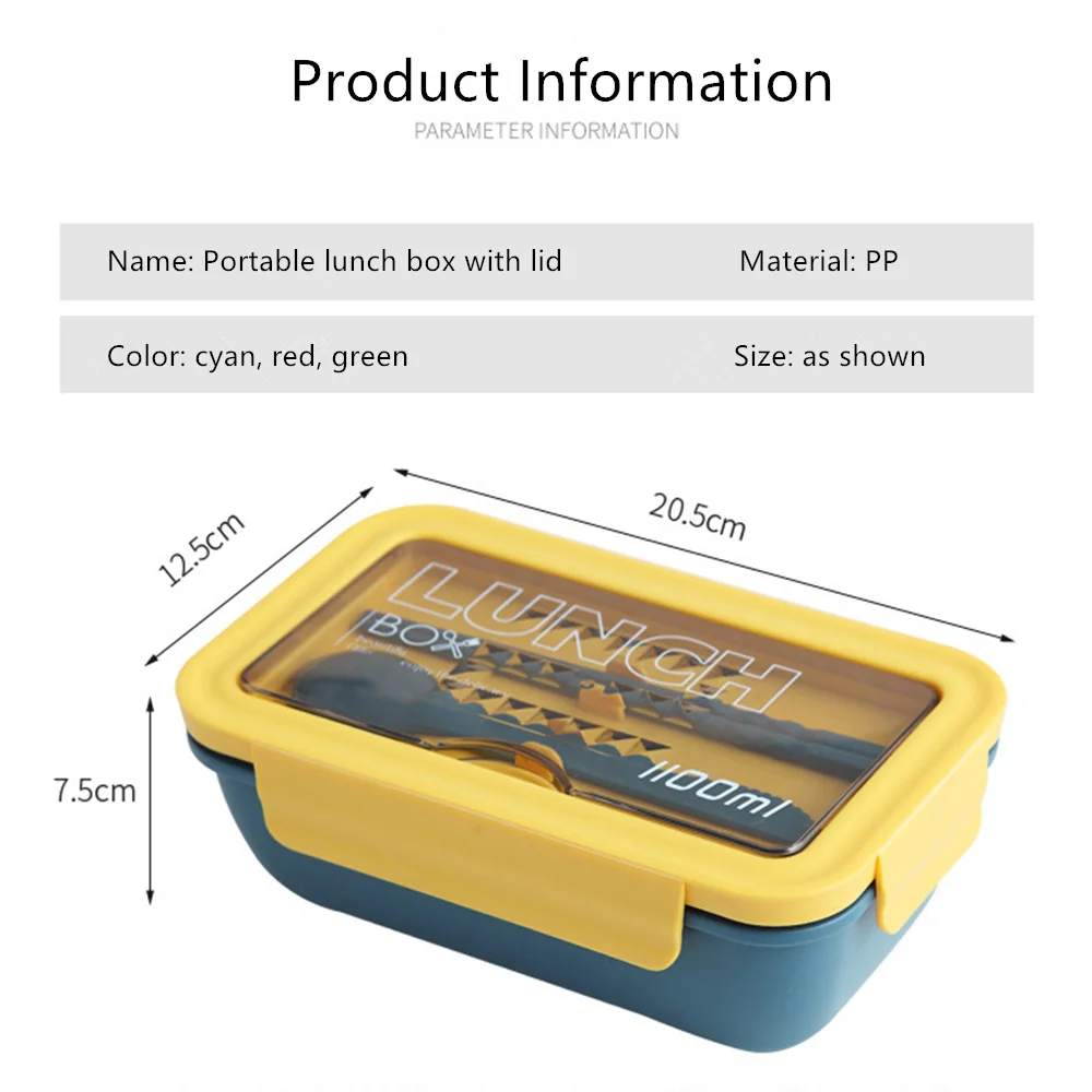 

Portable lunch box with lid Bento Box for Kids Portable Picnic Food Storage Container Dinnerware Set With Spoons And Chopsticks
