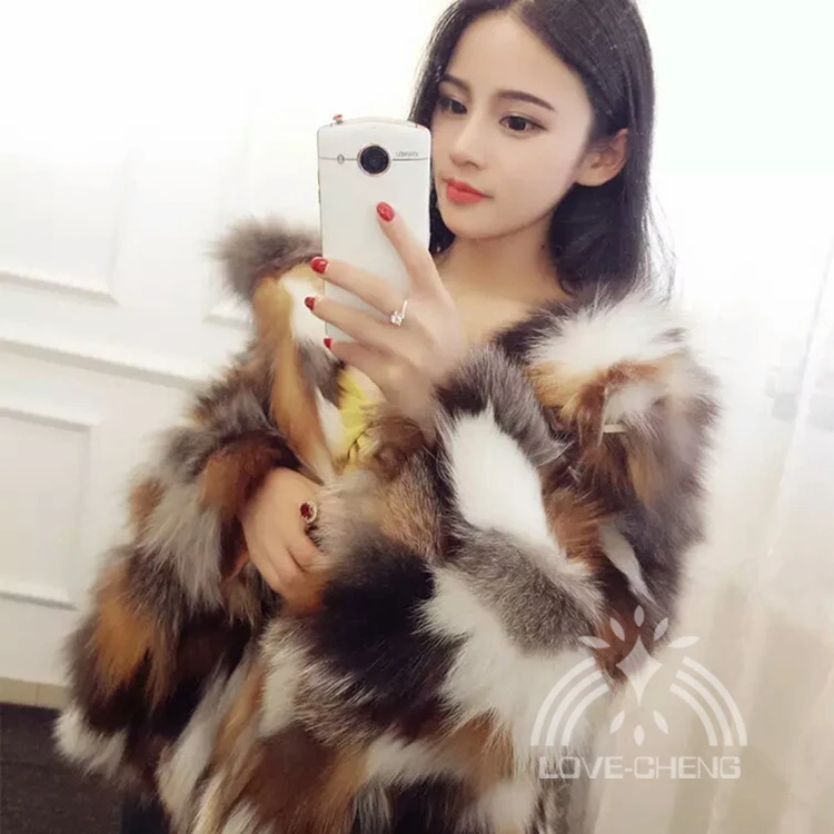 Шуба женская из натурального Лисьего меха с капюшоном разноцветная любой размер