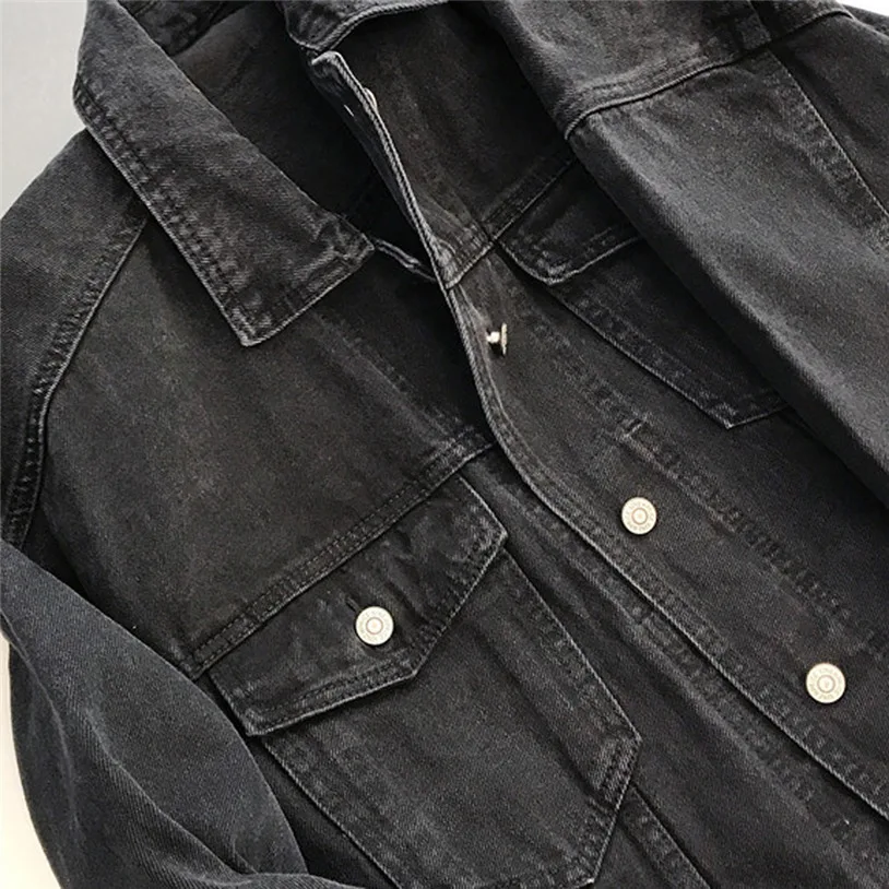 Женские джинсовые куртки черная популярная Повседневная Женская куртка пальто