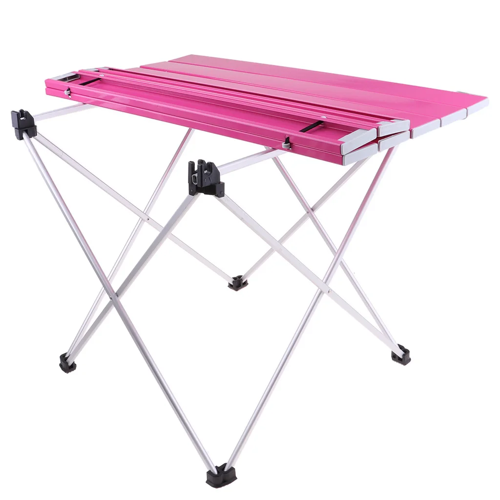 Pink 56.5x40.5x41cm Открытый алюминиевый складной стол для пикника, кемпинга, Сверхлегкий компактный размер с сумкой для хранения для рыбалки на заднем дворе - Цвет: Pink 56.5x40.5x41cm