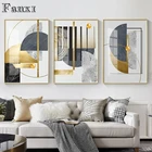 Современный золотой абстрактный геометрический узор вышивка холст печать постер золотой фольги настенные картины для гостиной домашний декор