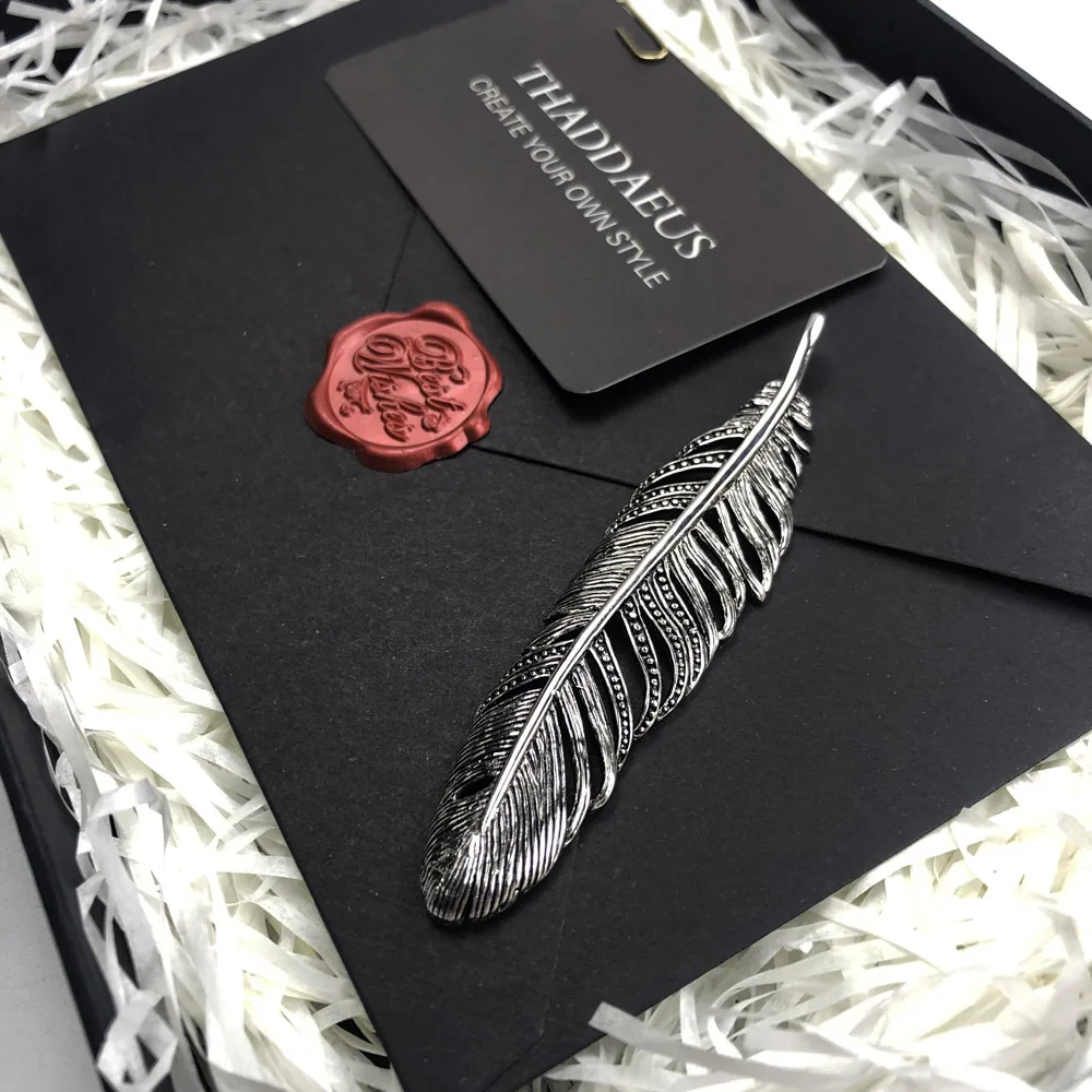Кулон из черных перьев, Модные украшения Томас Bijoux(украшения своими руками) Винтаж аксессуары 925 пробы серебро подарок для Ts женщина& Для мужчин