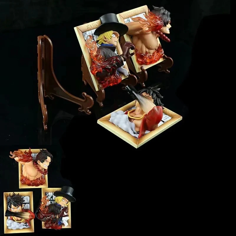 

One Piece Luffy Ace Sabo 3D Frame Anime Figurine Fridge Magnet Toys One Piece Action Figures Luffy Ace Sabo Statue Model Toy