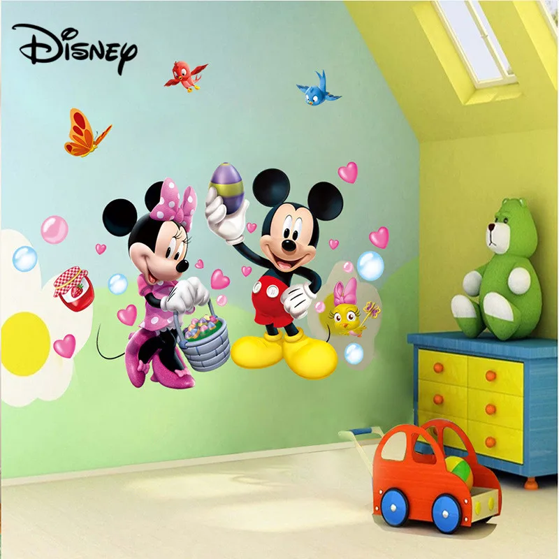 Disney мультфильм Микки стикер Микки Маус детская комната, наклейка украшение спальни милые снимающиеся наклейки