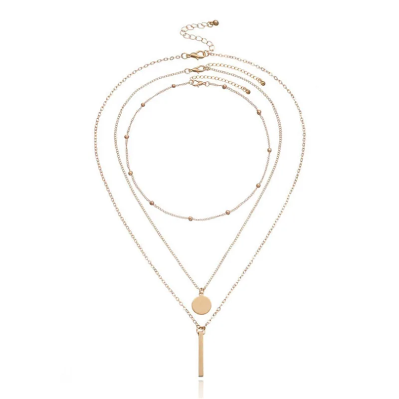 

Vintage Multilayer Round Pendant Necklace Women Gold Color Beads Choker Necklaces Party Jewelry Gift New 2021